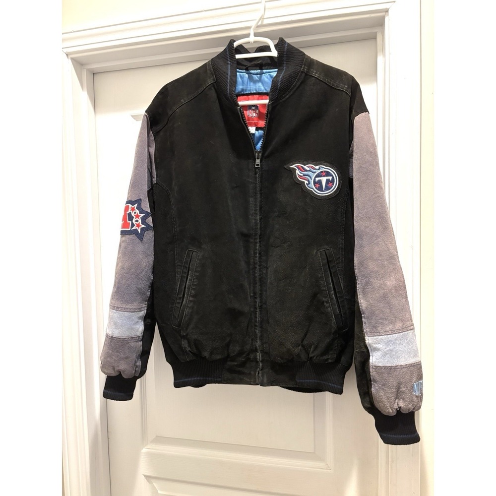 Vintage Tennessee Titans NFL Leather Suede Bomber Varsity Jacket Mens M